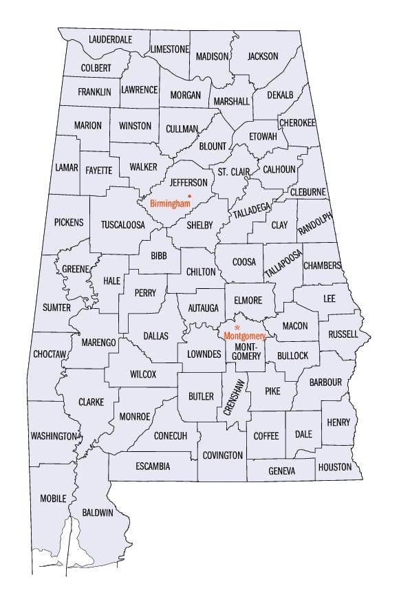 Alabama Counties Map