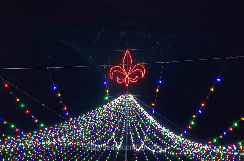 Canopy of lights at downtown entrance to Natchitoches Christmas Festival